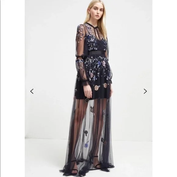 Free People | Dresses | Free People Black Embellished Maxi Gown | Poshmark